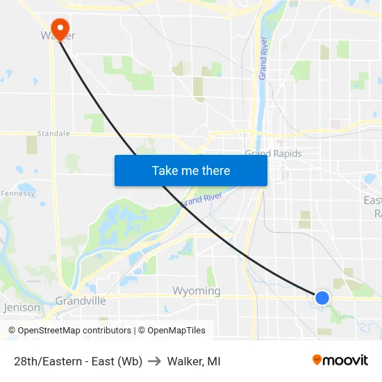 28th/Eastern - East (Wb) to Walker, MI map