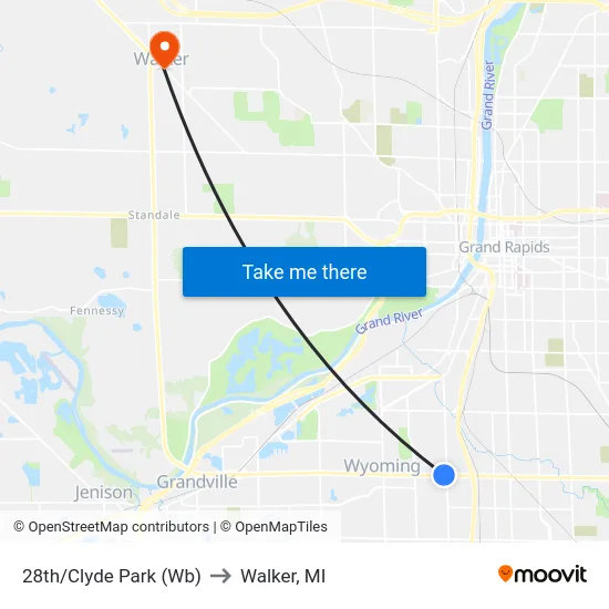 28th/Clyde Park (Wb) to Walker, MI map