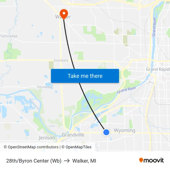 28th/Byron Center (Wb) to Walker, MI map
