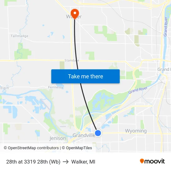 28th at 3319 28th (Wb) to Walker, MI map