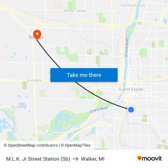 M.L.K. Jr Street Station (Sb) to Walker, MI map