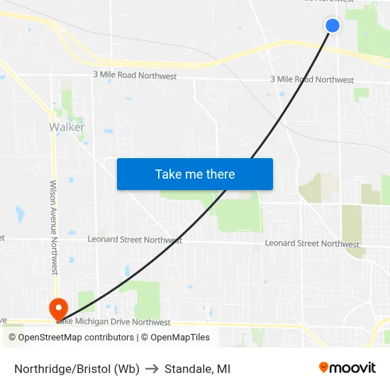 Northridge/Bristol (Wb) to Standale, MI map