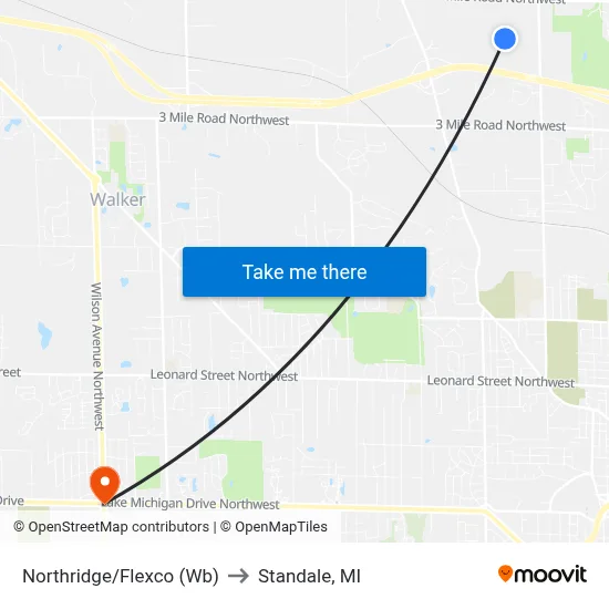 Northridge/Flexco (Wb) to Standale, MI map