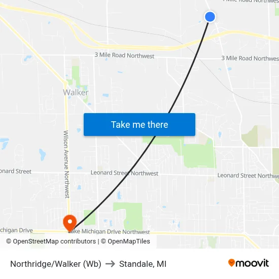 Northridge/Walker (Wb) to Standale, MI map