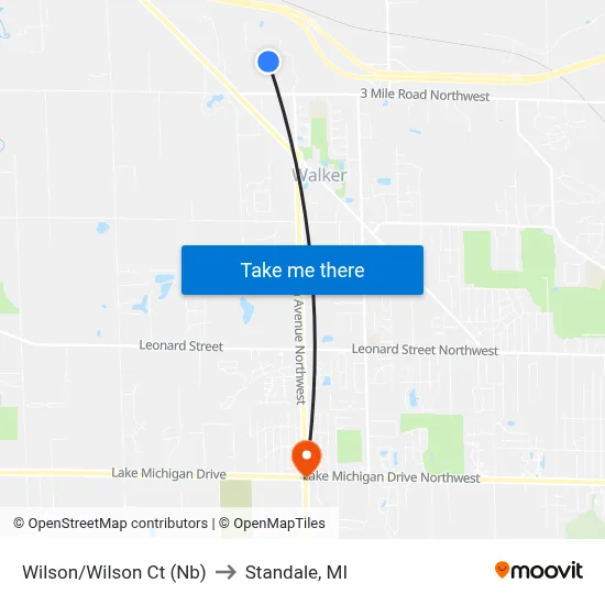 Wilson/Wilson Ct (Nb) to Standale, MI map