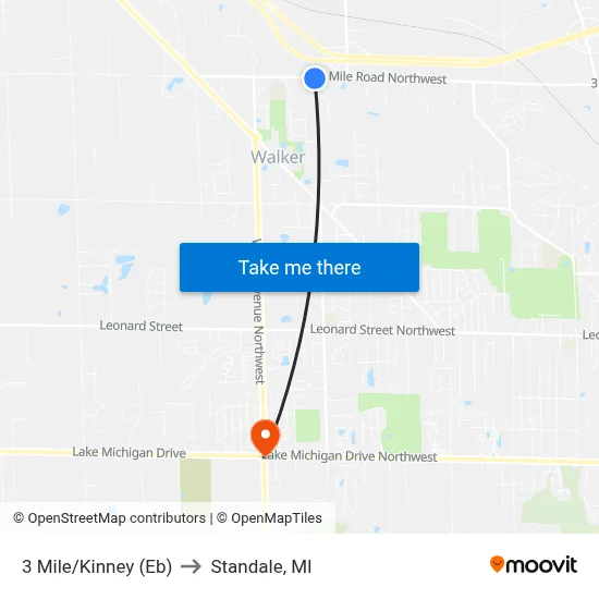3 Mile/Kinney (Eb) to Standale, MI map
