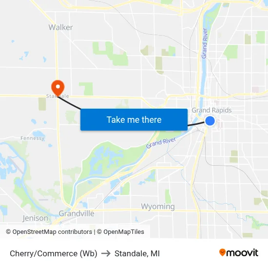 Cherry/Commerce (Wb) to Standale, MI map