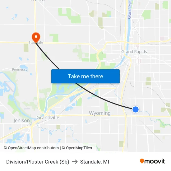 Division/Plaster Creek (Sb) to Standale, MI map