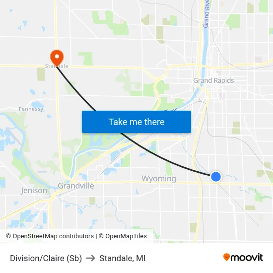 Division/Claire (Sb) to Standale, MI map