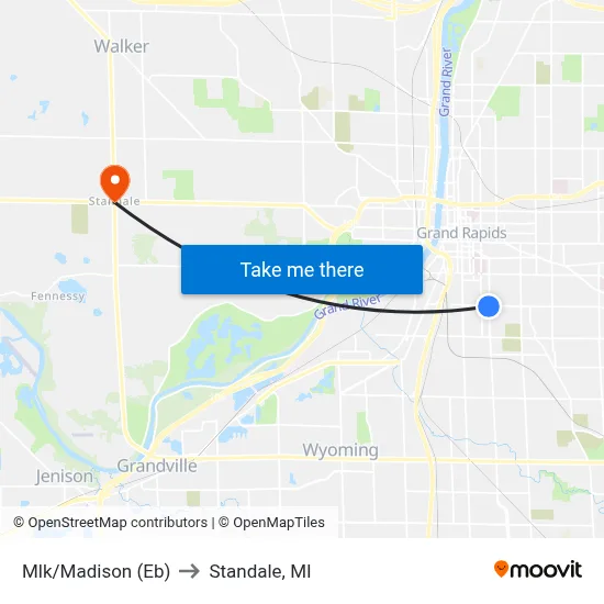 Mlk/Madison (Eb) to Standale, MI map
