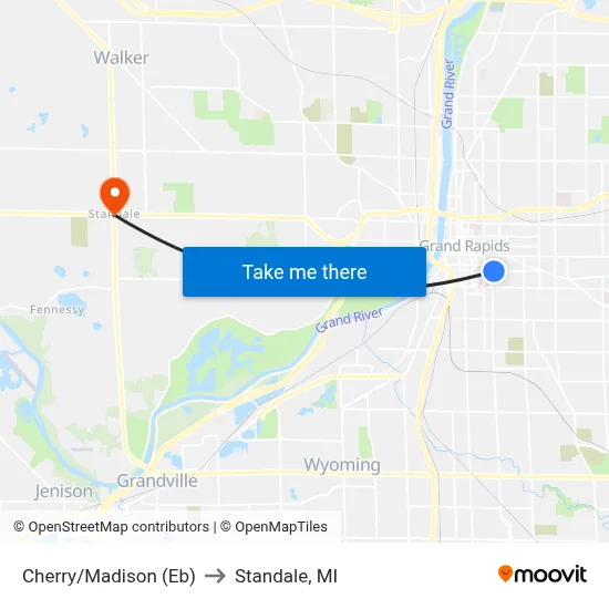 Cherry/Madison (Eb) to Standale, MI map