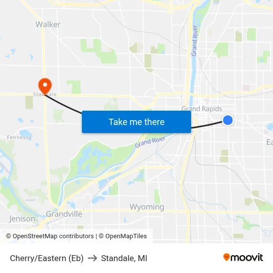 Cherry/Eastern (Eb) to Standale, MI map