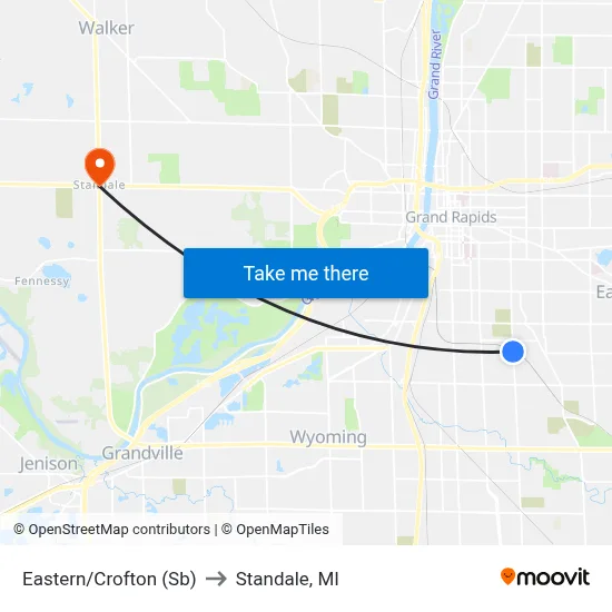 Eastern/Crofton (Sb) to Standale, MI map