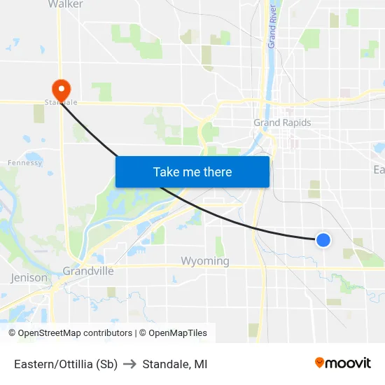 Eastern/Ottillia (Sb) to Standale, MI map