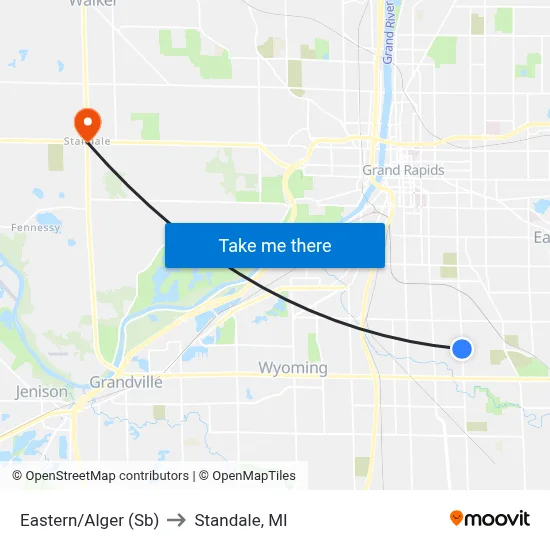Eastern/Alger (Sb) to Standale, MI map