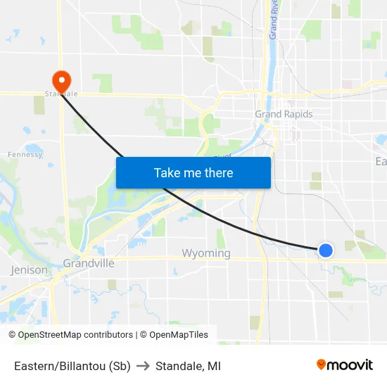 Eastern/Billantou (Sb) to Standale, MI map