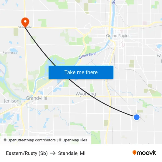 Eastern/Rusty (Sb) to Standale, MI map