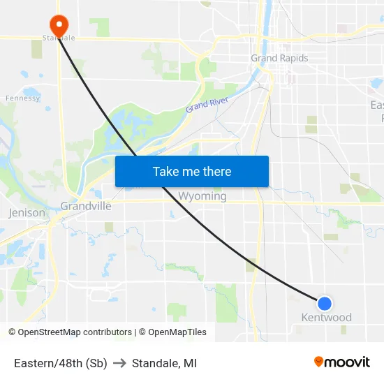 Eastern/48th (Sb) to Standale, MI map