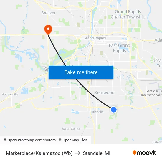 Marketplace/Kalamazoo (Wb) to Standale, MI map