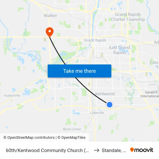 60th/Kentwood Community Church (Wb) to Standale, MI map