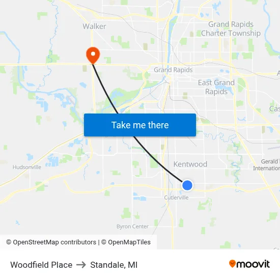 Woodfield Place to Standale, MI map