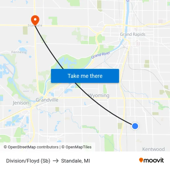 Division/Floyd (Sb) to Standale, MI map