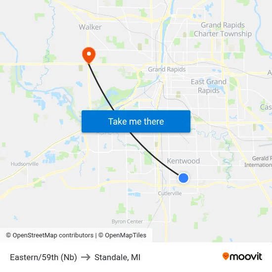 Eastern/59th (Nb) to Standale, MI map