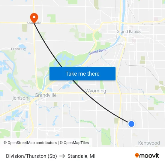 Division/Thurston (Sb) to Standale, MI map