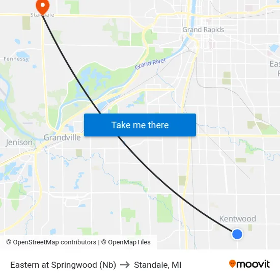 Eastern at Springwood (Nb) to Standale, MI map