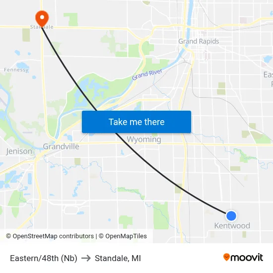 Eastern/48th (Nb) to Standale, MI map