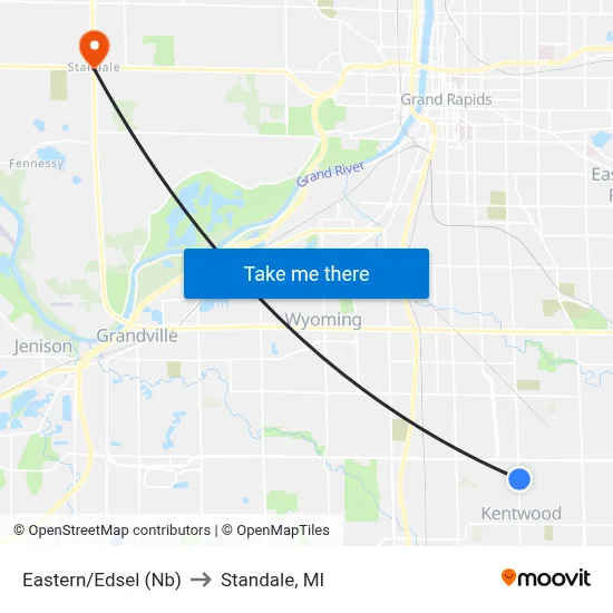 Eastern/Edsel (Nb) to Standale, MI map