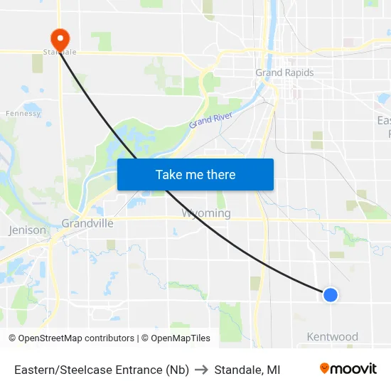 Eastern/Steelcase Entrance (Nb) to Standale, MI map