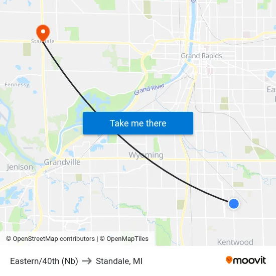 Eastern/40th (Nb) to Standale, MI map