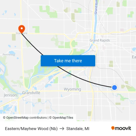 Eastern/Mayhew Wood (Nb) to Standale, MI map