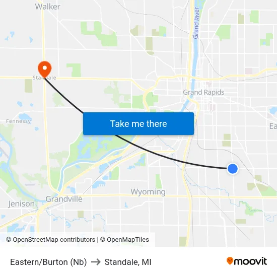 Eastern/Burton (Nb) to Standale, MI map