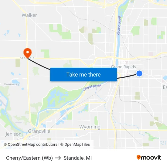 Cherry/Eastern (Wb) to Standale, MI map