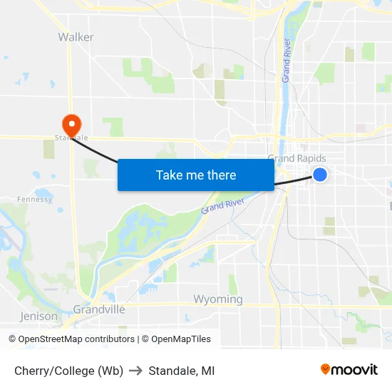 Cherry/College (Wb) to Standale, MI map