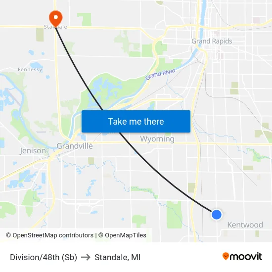 Division/48th (Sb) to Standale, MI map