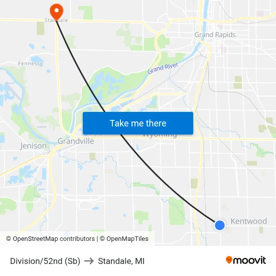 Division/52nd (Sb) to Standale, MI map