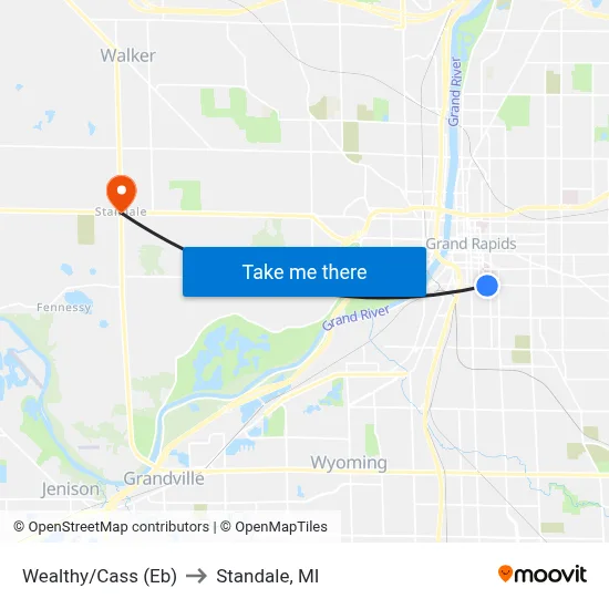Wealthy/Cass (Eb) to Standale, MI map