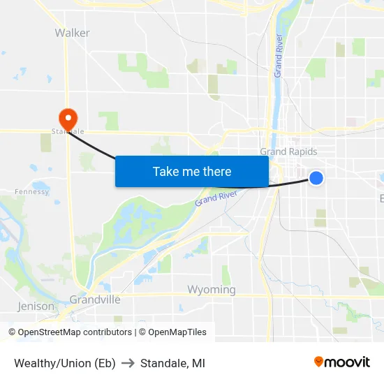 Wealthy/Union (Eb) to Standale, MI map