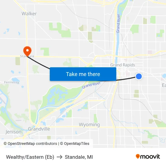 Wealthy/Eastern (Eb) to Standale, MI map