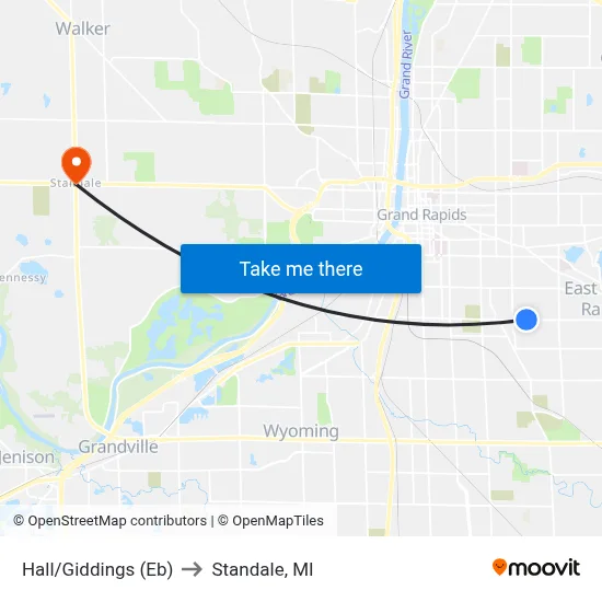 Hall/Giddings (Eb) to Standale, MI map