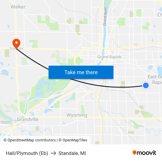Hall/Plymouth (Eb) to Standale, MI map
