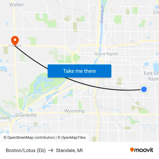 Boston/Lotus (Eb) to Standale, MI map
