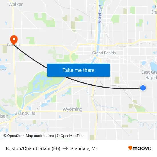 Boston/Chamberlain (Eb) to Standale, MI map