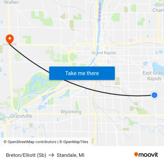 Breton/Elliott (Sb) to Standale, MI map