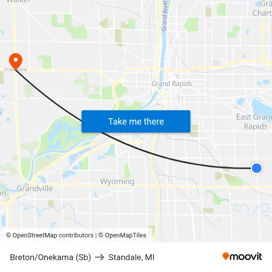 Breton/Onekama (Sb) to Standale, MI map