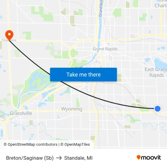 Breton/Saginaw (Sb) to Standale, MI map