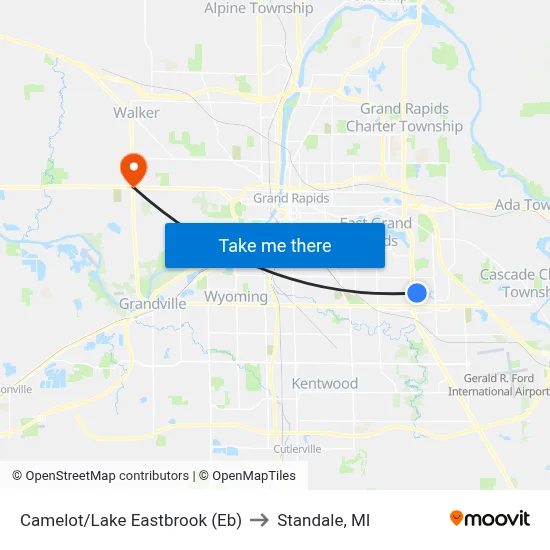 Camelot/Lake Eastbrook (Eb) to Standale, MI map